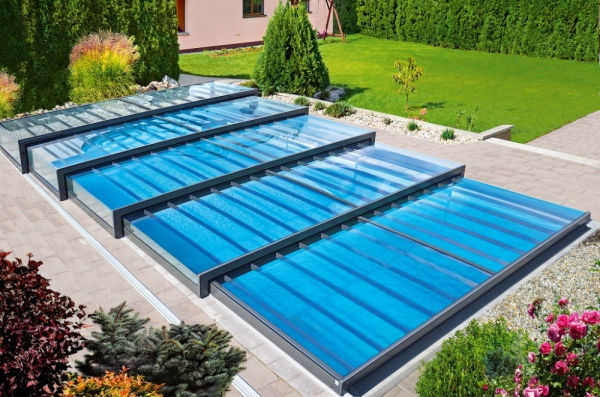 Althea Pooltak 4 x 8 m - Smal för pooler utan kantsten eller sarg i gruppen Pool / Pooltäckning / Pooltak hos Vattenbutiken (ALUAlthea4x8S)