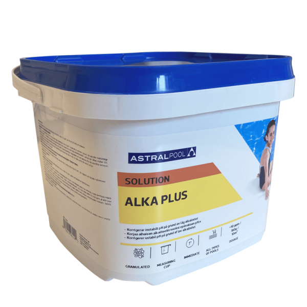 En hink med Alka Plus granulat