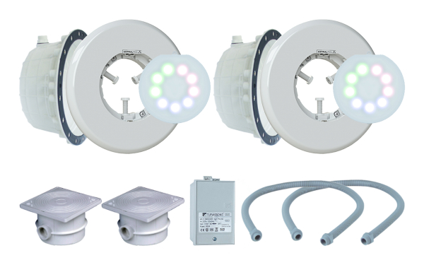 LumiPlus Belysningspaket i ABS 2-pack - RGB Lampor med Vita Fronter