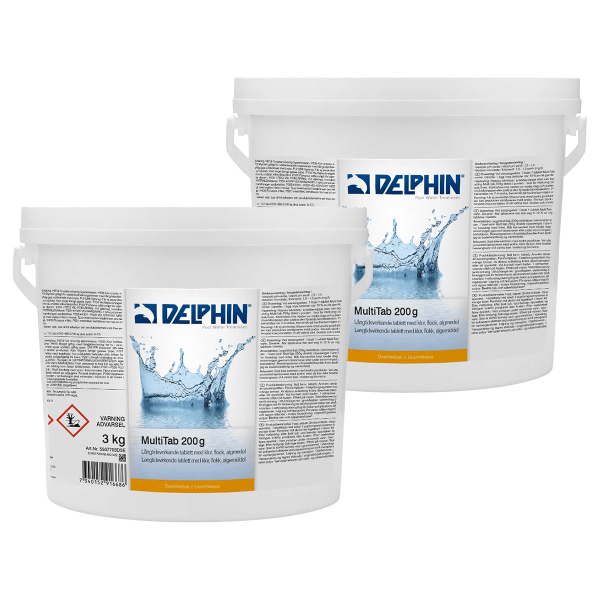 MultiTab 200g, 3kg, 2-pack i gruppen Pool / Poolvård / Poolkemikalier / Delphin Pool hos Vattenbutiken (P205)