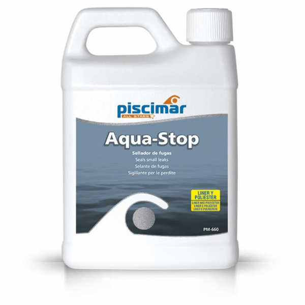 Aqua Stop flaskan mot en vit bakgrund