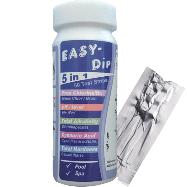Teststickor Easy-Dip, Klor/pH/Alk/TH/CYS, 50st