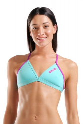Bikinitopp Team Solid Tie Rygg, Water/Fuchsia, 28"-34"