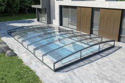 Leia 3 x 6 m - Pooltak med låg takhöjd. Bred för pooler med kantsten eller sarg