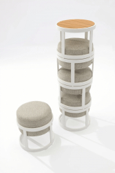 STAY Compact Bord & 4 Pallar, Vit Aluminium