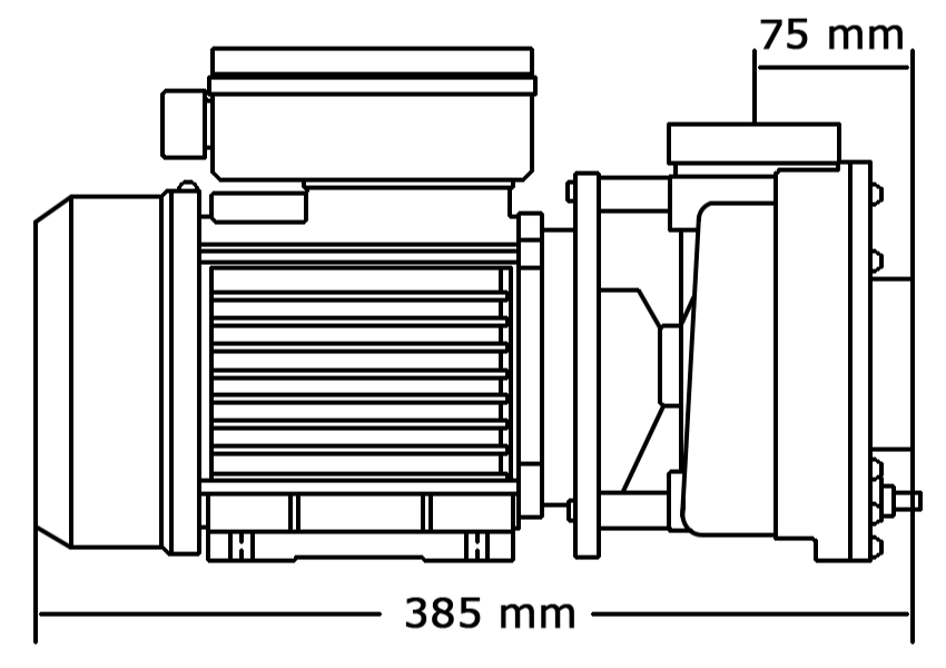 Ritning av pumpen från sidan