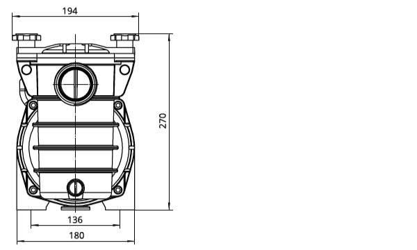 Pumpens mått framifrån