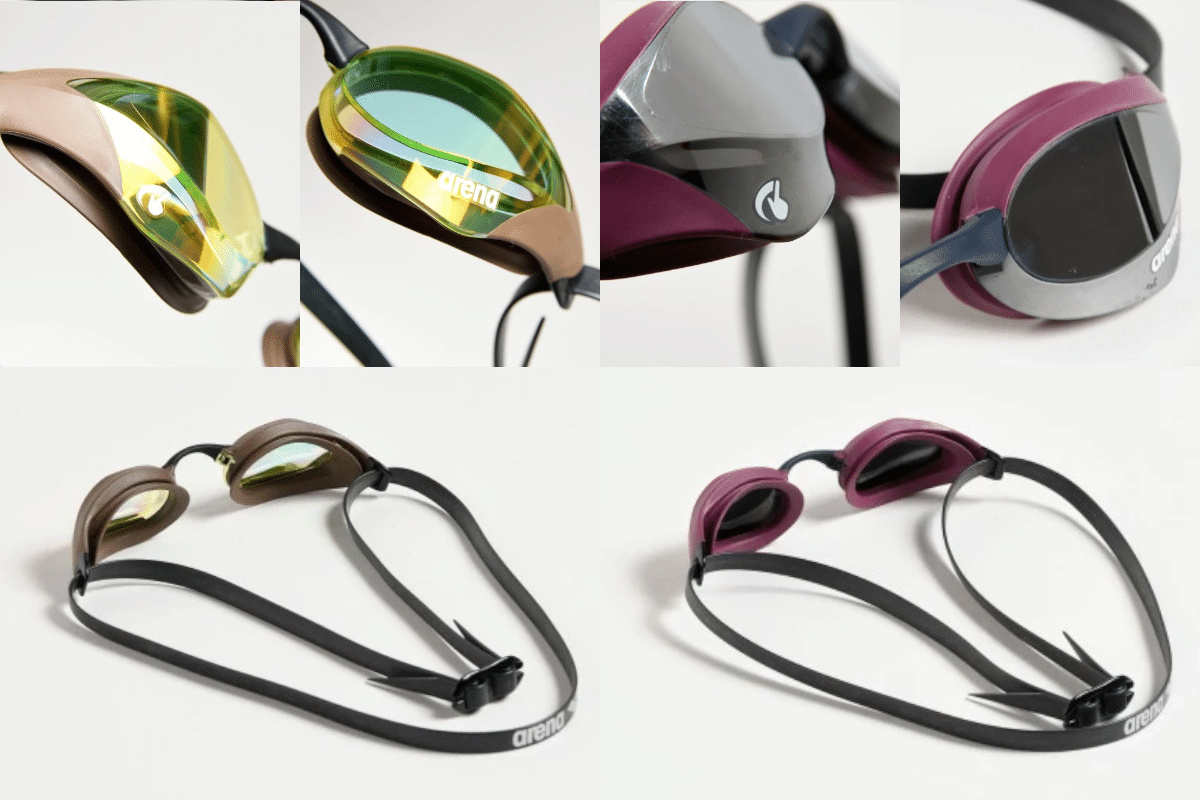 Närbilder på linserna i silver och i koppar 