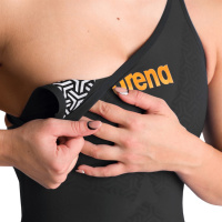 Tävlingsbaddräkt Carbon Glide Closed Back, Svart - 30 Närbild på in- och utsidan av baddräktens byst