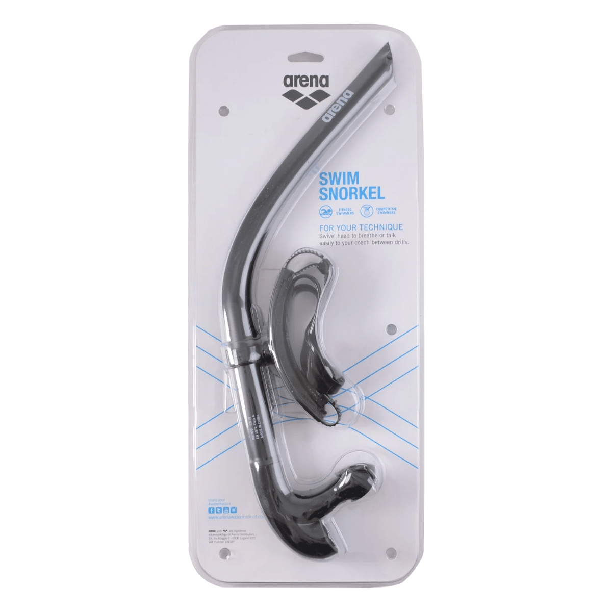 Swim Snorkel III i svart sedd snett framifrån