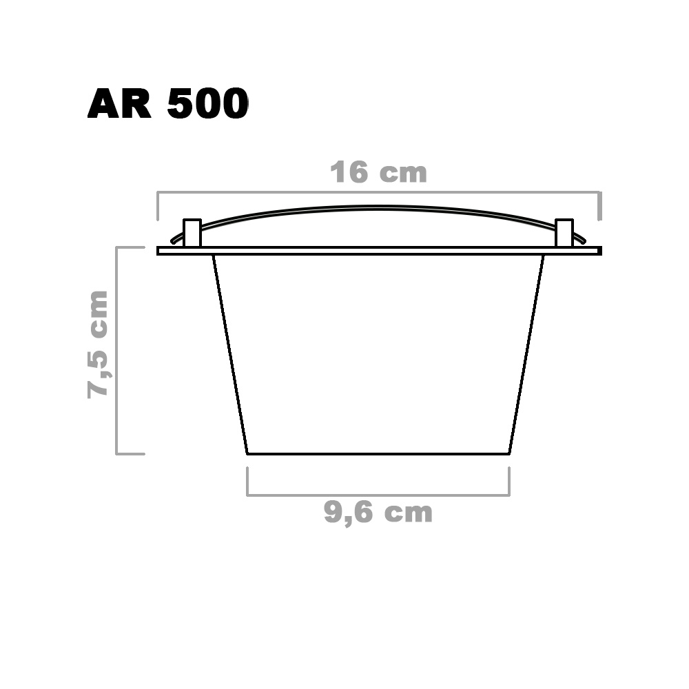 Ritningar på produkten och dess dimensioner (H7,5 cm; D16 cm)