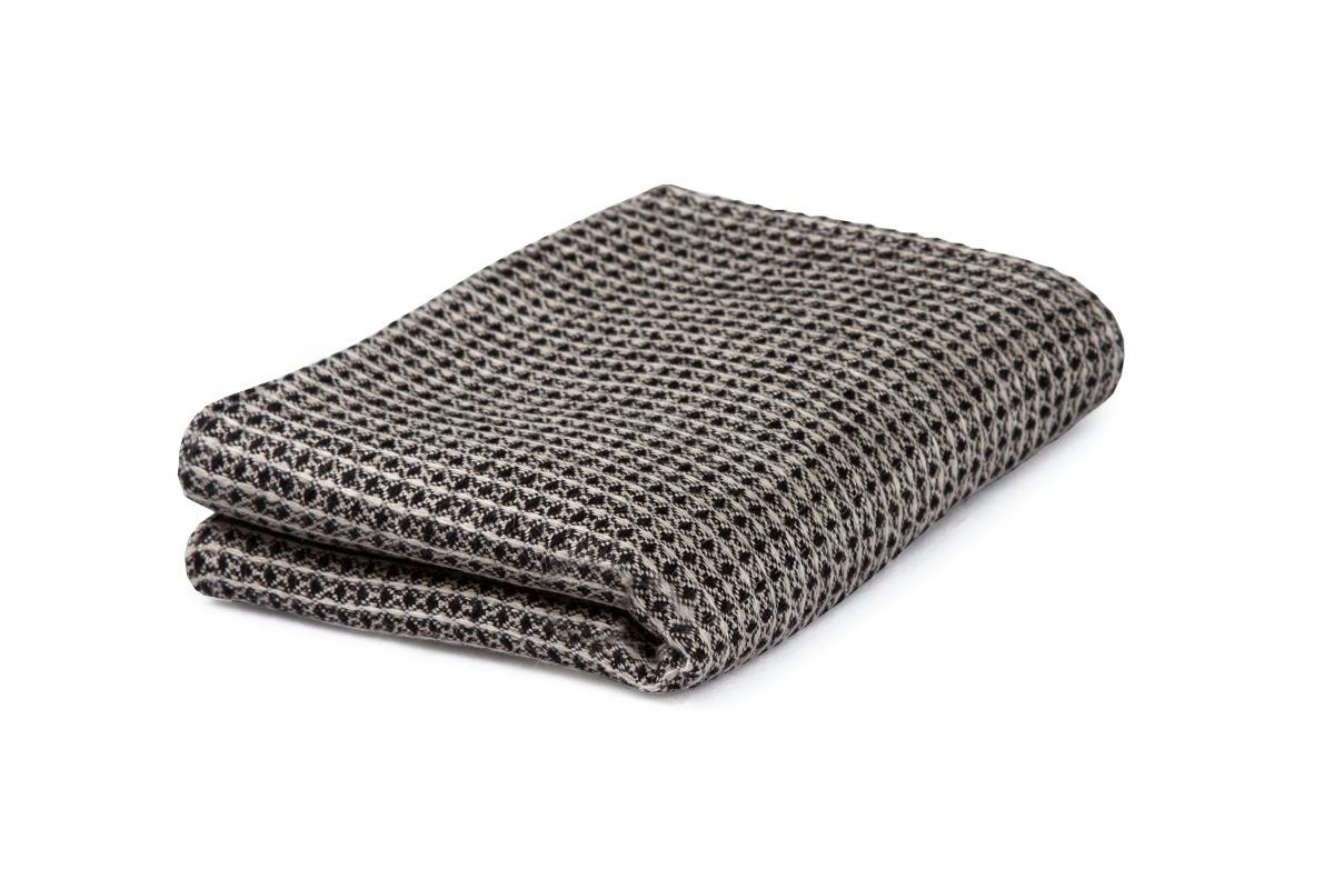 Handduk Våffla i 100% Lin, Natur/Svart