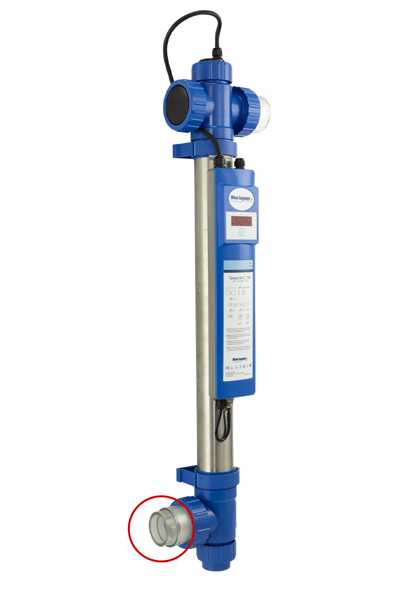 En Blue Lagoon enhet med den relevanta delen inringad 