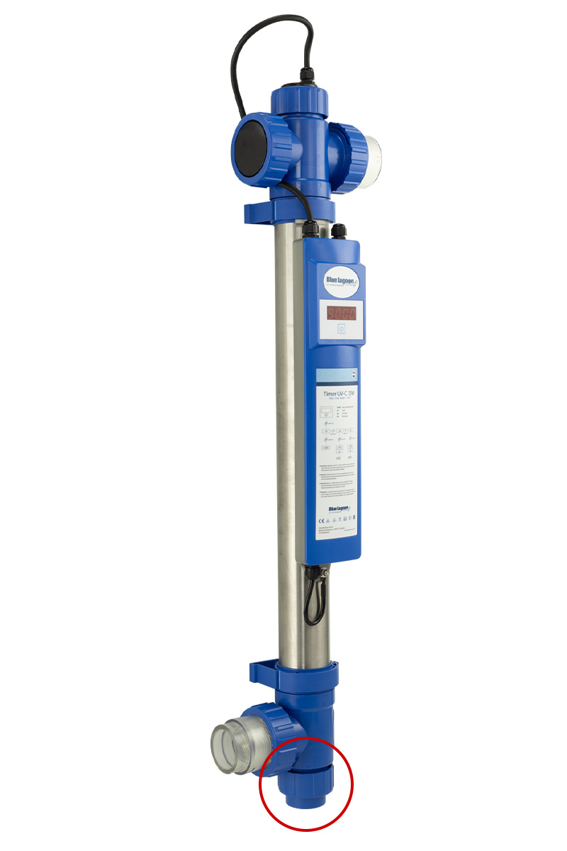 En Blue Lagoon enhet med den relevanta delen inringad