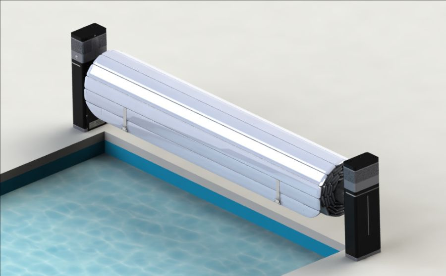 Tixit Lamelltäcke helt upprullat på stativet