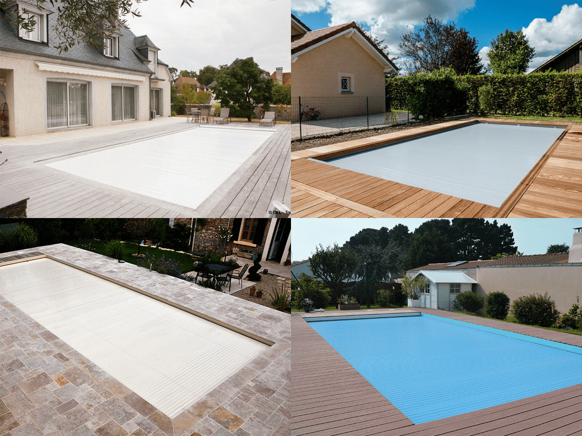 Exempel på skydd med PVC Lameller i Vitt, Grått, Beige, och Blått