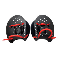 Handpaddel Small - Svart/Röd Ett par handpaddlar bredvid varandra mot en vit bakgrund