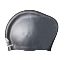 Badmössa Long Hair - Svart/Vit Badmössan sedd från sidan mot en vit bakgrund