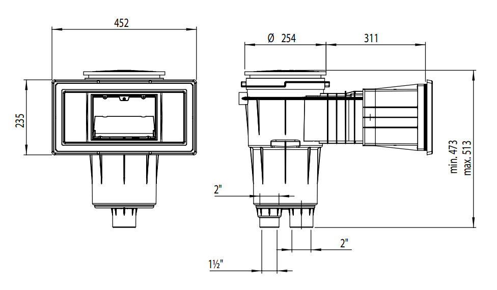 Bräddavlopp Bred Mun och Kort Hals i ABS, till Linerpool