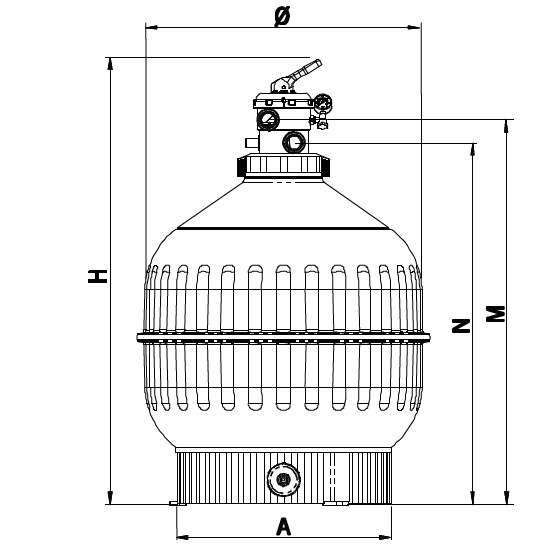 Sandfilter Cantabric 500, med Toppventil