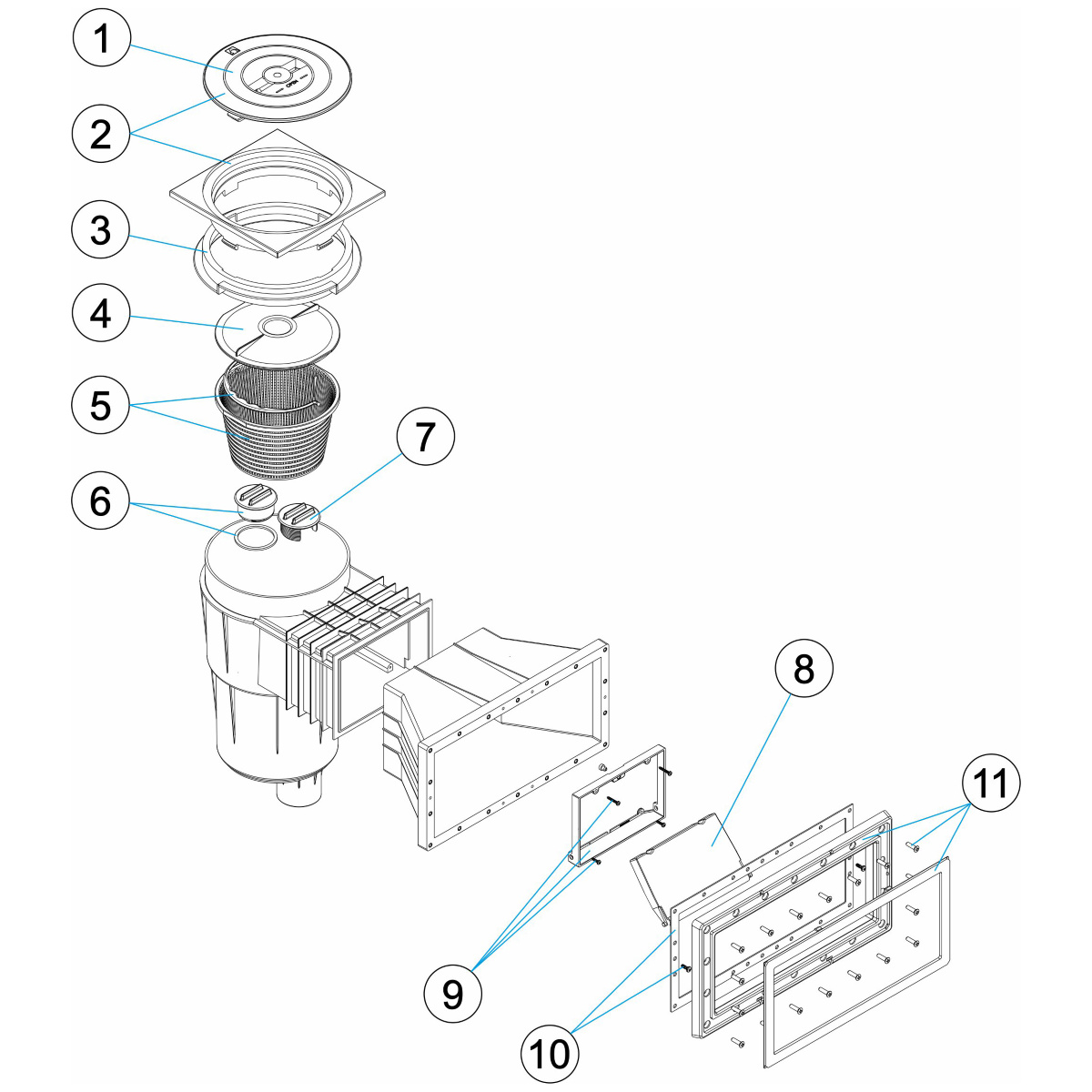 Sprängskiss på ett bräddavlopp