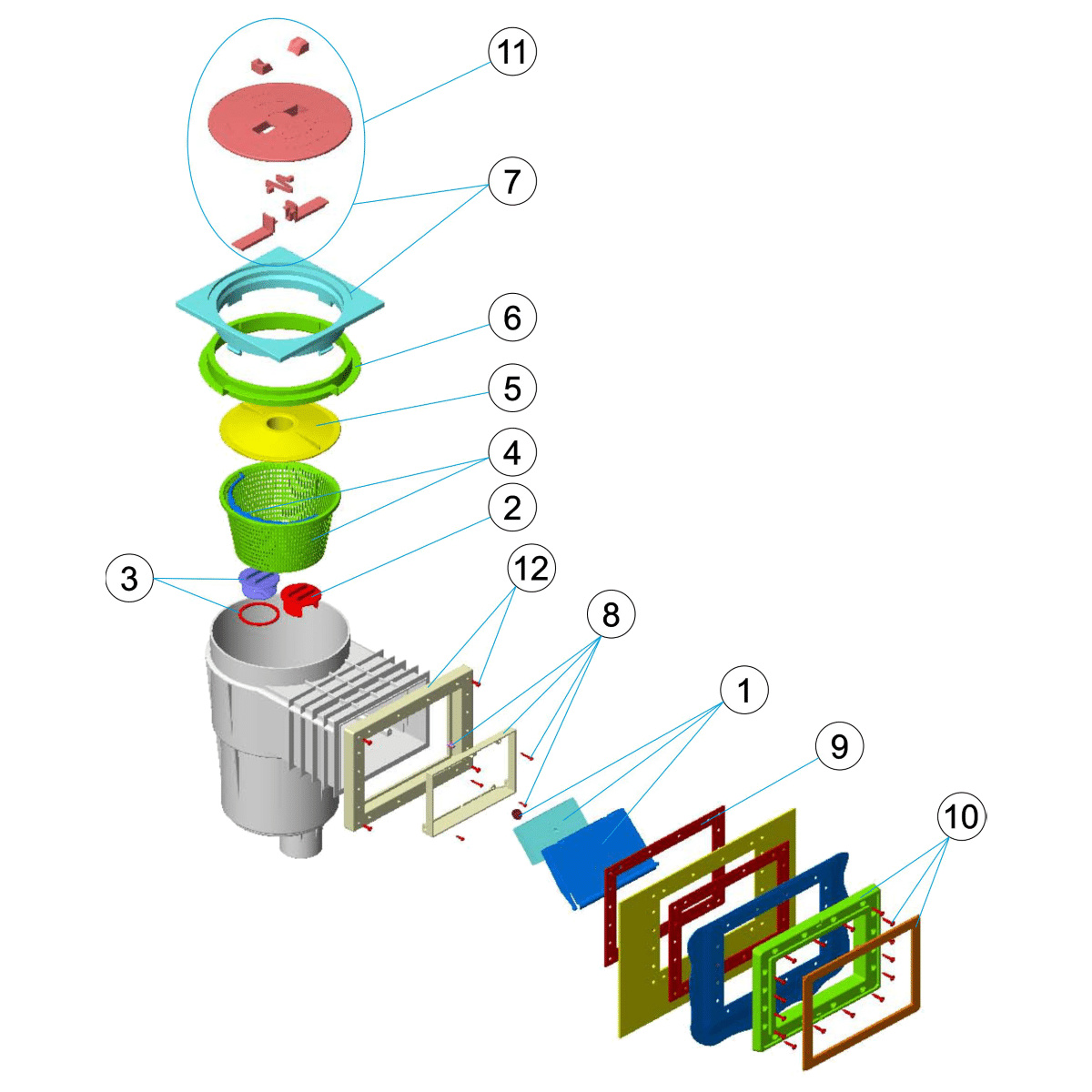 Sprängskiss på ett bräddavlopp