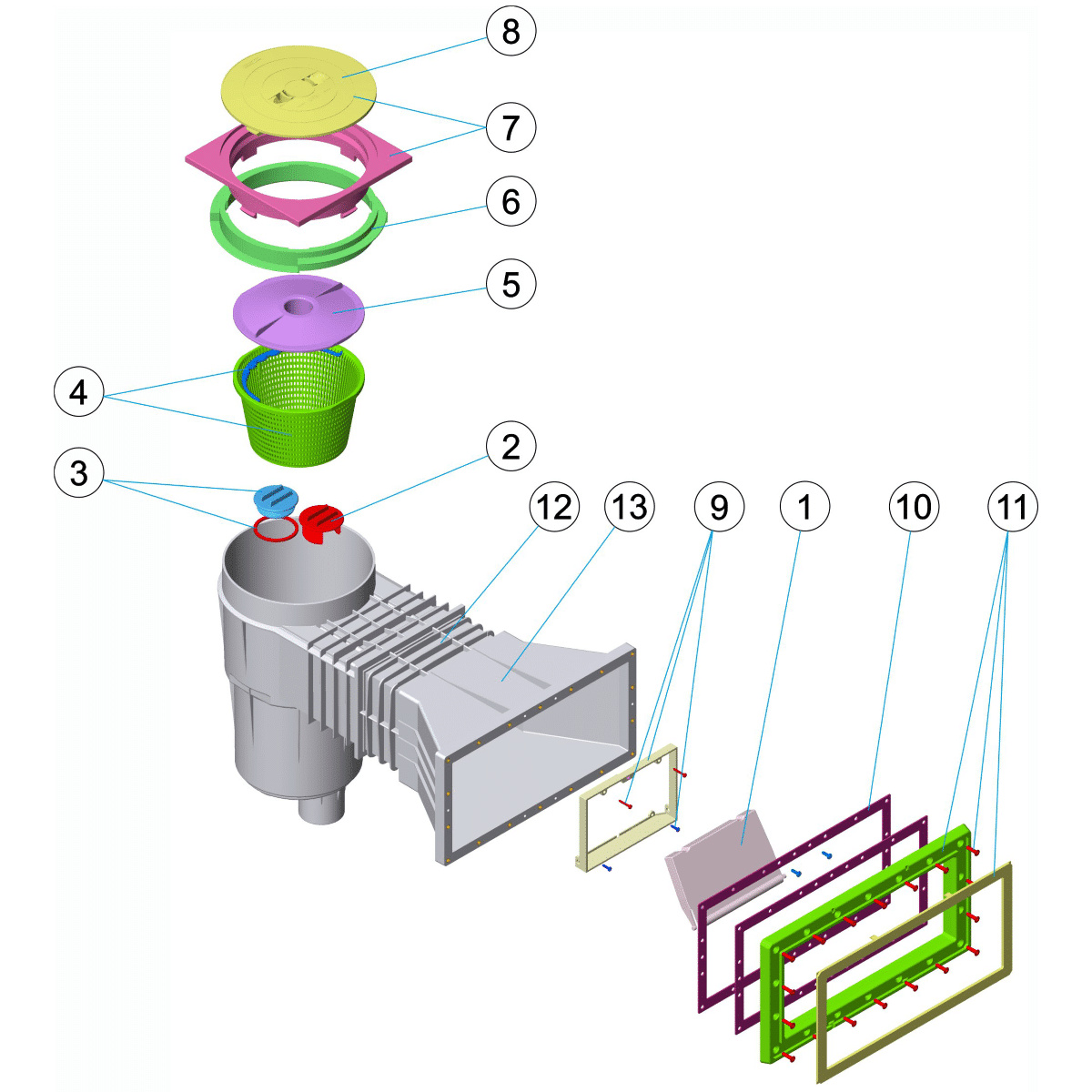 Sprängskiss på ett bräddavlopp