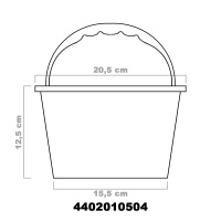 Silkorg till Astral Bräddavlopp, Ø20 cm Ritning på silkorgen med produktens mått (H:12,5 cm, D:20,5 cm)