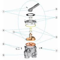 Toppventil: Artikel nr. 6 Sprängskiss på en toppventil