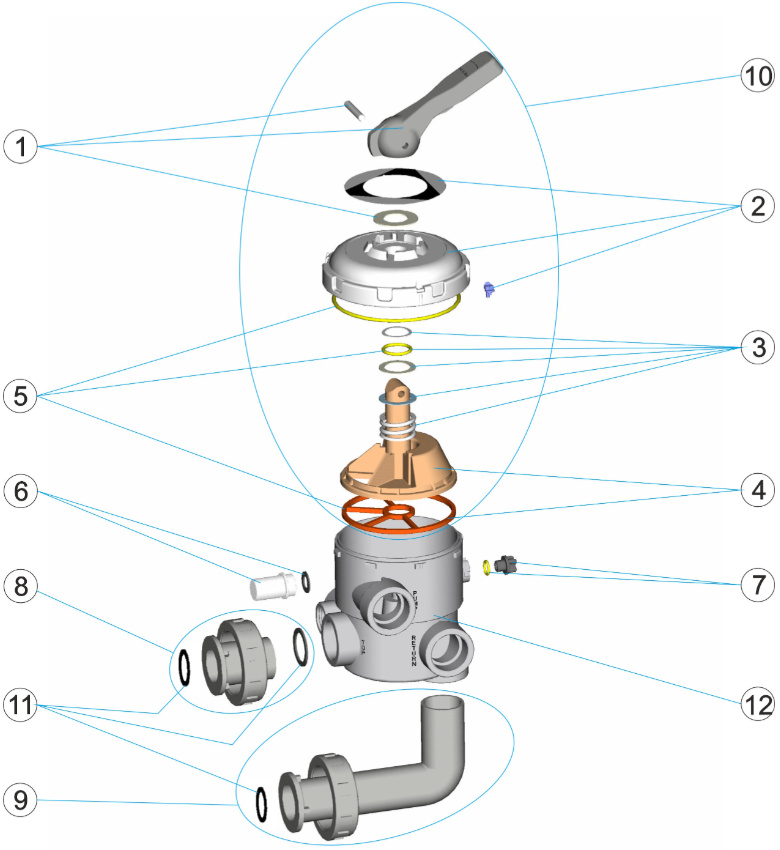 Sprängskiss på en sidoventil