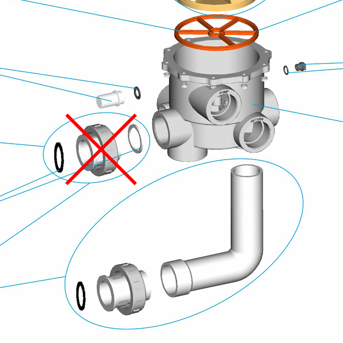 Sprängskiss av en sidoventil