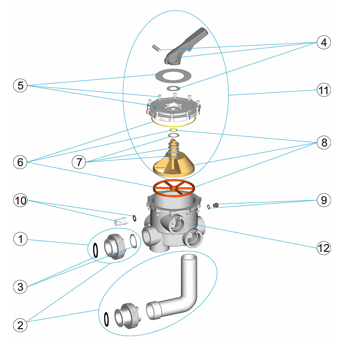 Sprängskiss på en sidoventil