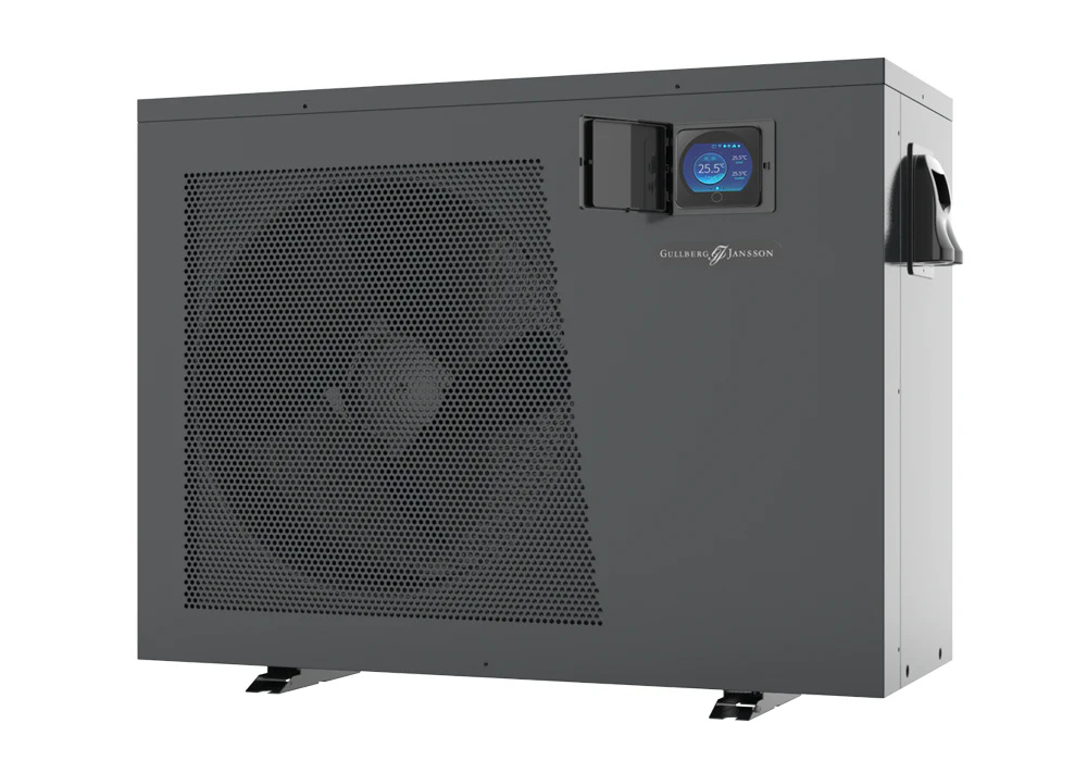 Luftvärmepumpen mot en vit bakgrund