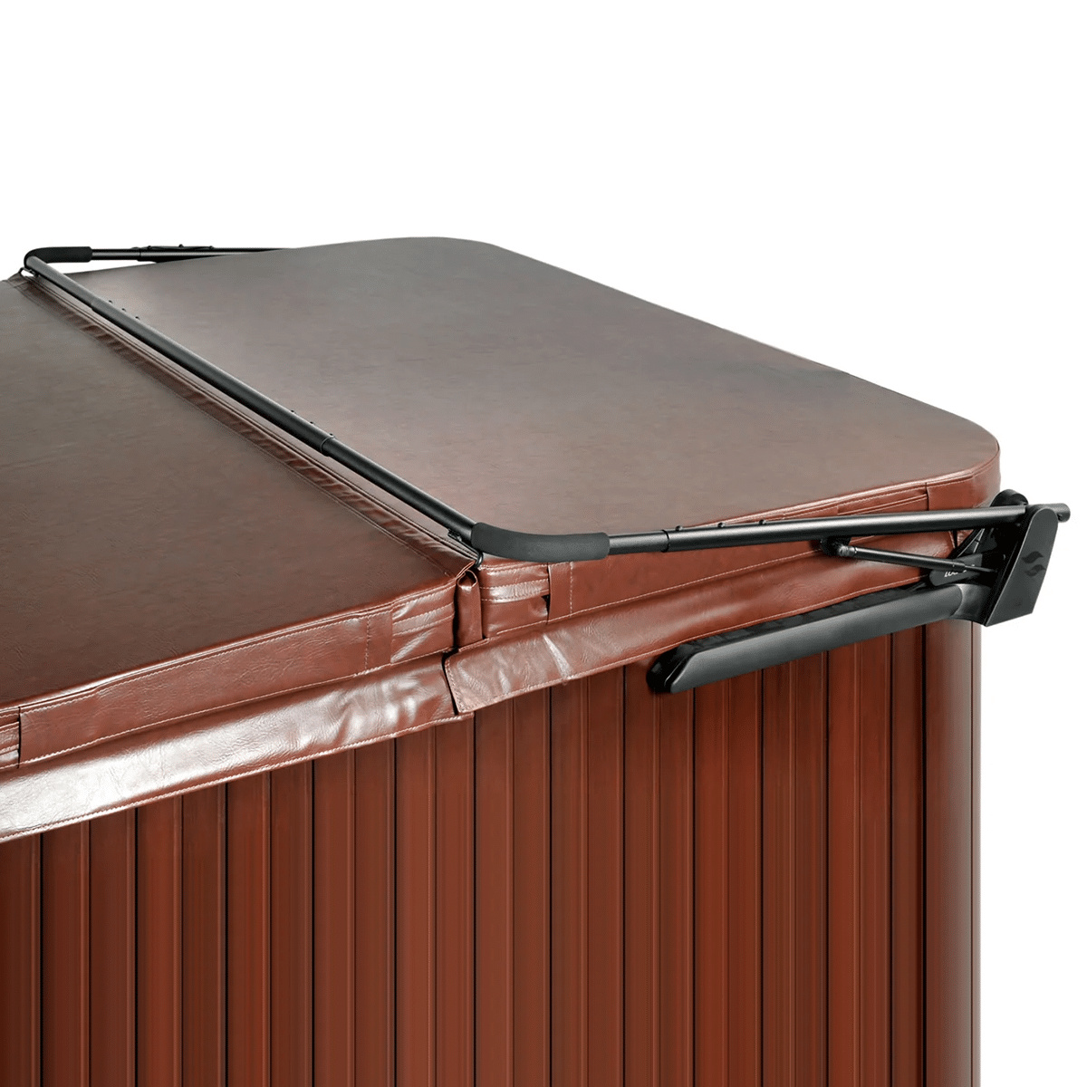 Hörnet av ett spabad med locklyften stängd