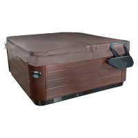 Locklyft CoverMate Vanish XL Ett spabad med locklyften monterad på och locket stängt