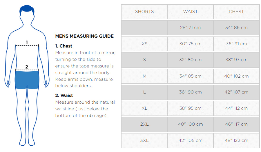 Storleksguide för Zoggs herr