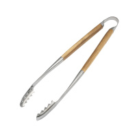 Grilltång Acacia trä Grilltången mot en vit bakgrund