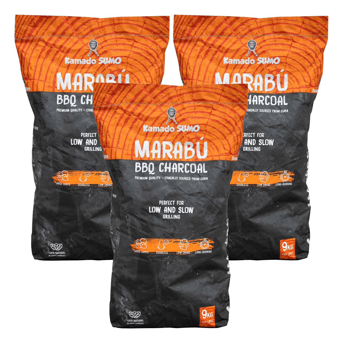 Grillkol Marabu Charcoal, 9 kg, 3-pack
