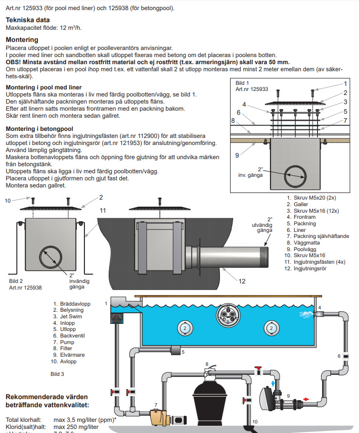Montering och placering i poolen