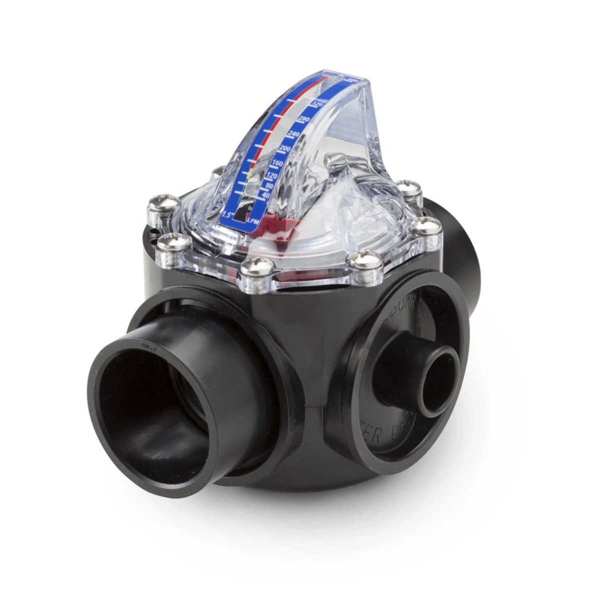 Flödesmätaren mot en vit bakgrund