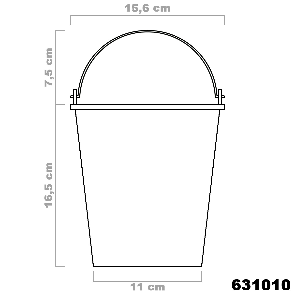 En ritning av silkorgen med alla mått (H16,5 cm x D15,6 cm)