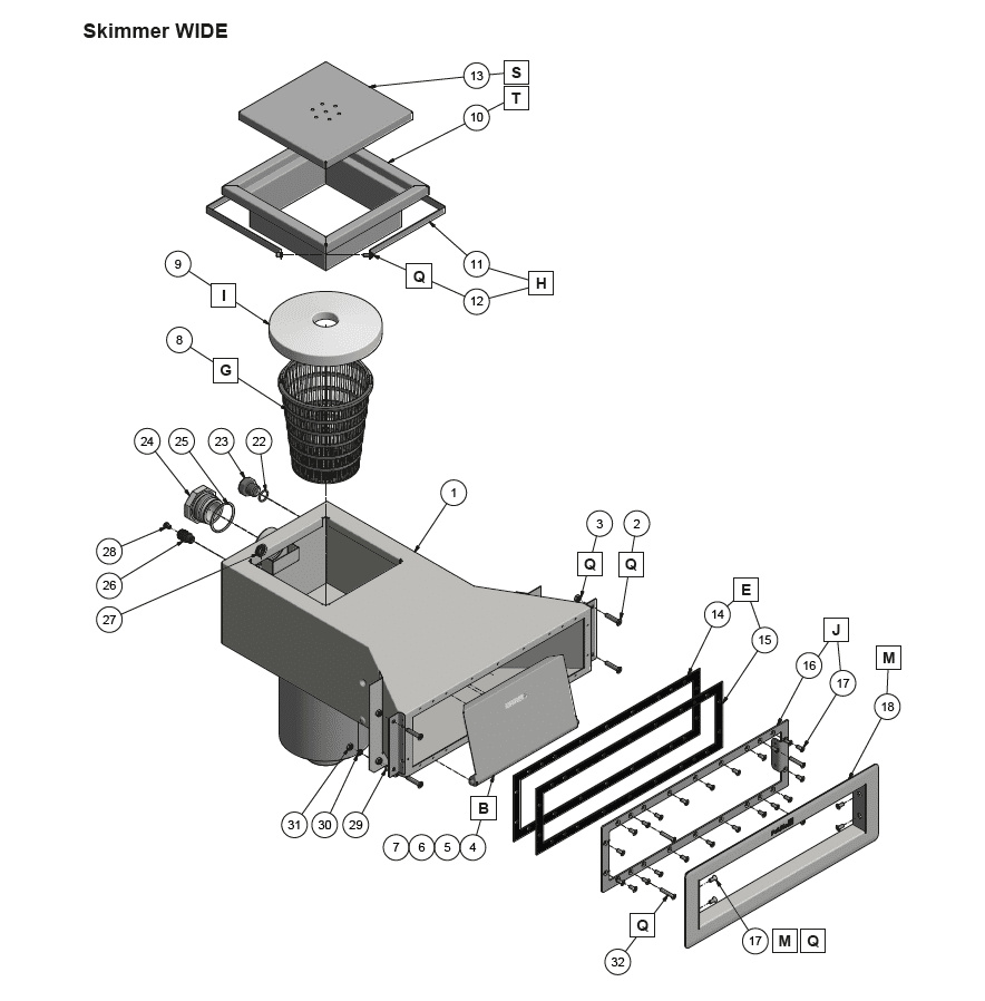 Reservdelar till Bräddavlopp Wide