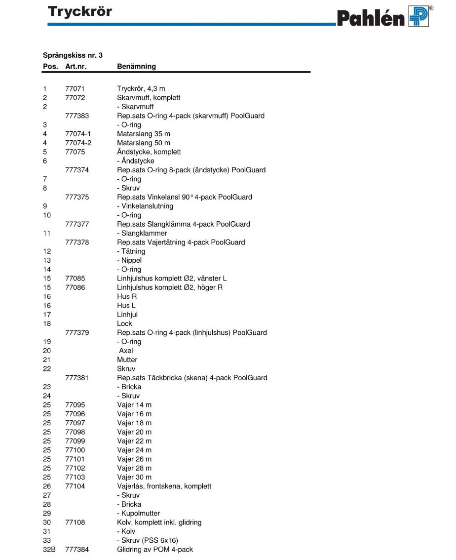 Tryckrör till PoolGuard