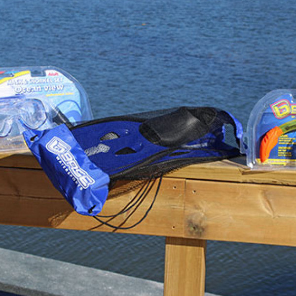 Simfenorna i sin påse på en brygga