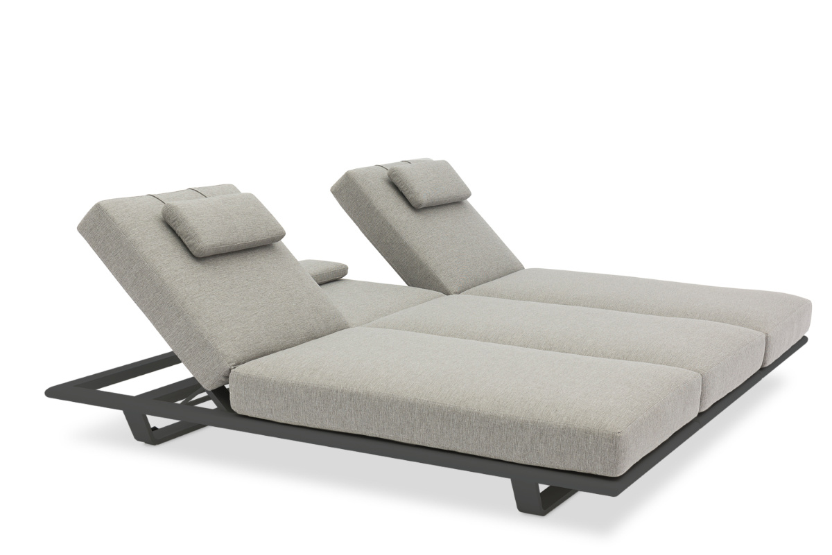 STAY Flex Solsäng Trippel, Mörkgrått Tyg & Mörkgrå Ram