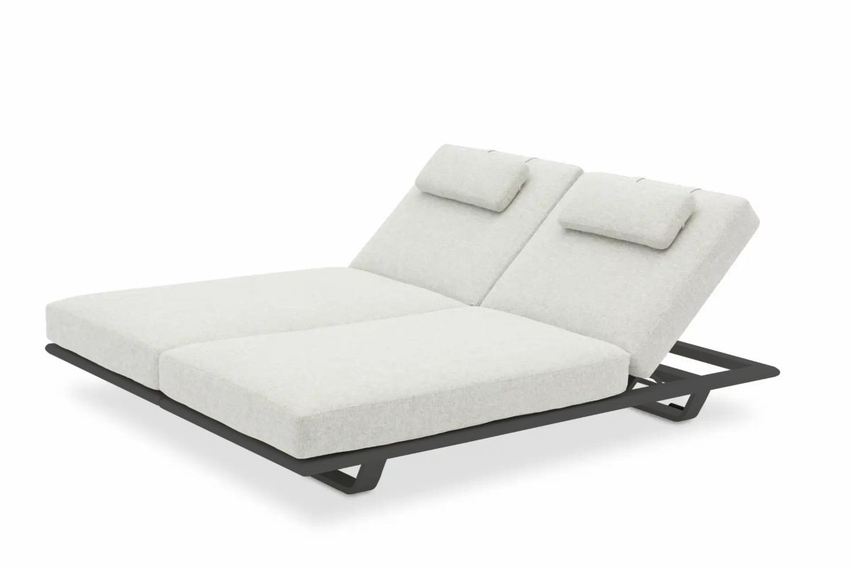 STAY Flex Solsäng Dubbel, Ljusgrått Tyg & Mörkgrå Ram