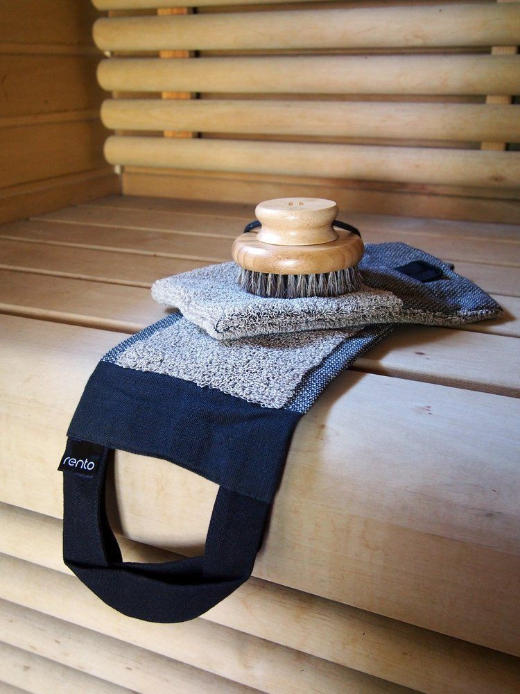 Tvättvante Bomullsfrotté, Svart/Linne - 14 x 24 cm