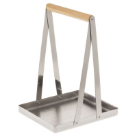 Bastuhink, Skopa och Vedkorg i Rostfritt Stål Vedkorgen mot en vit bakgrund