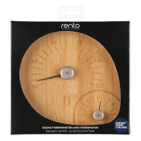 Bastutermometer och Hygrometer i Bambu Produkten i sin förpackning