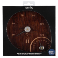 Bastutermometer och Hygrometer i Mörk Bambu Produkten i sin förpackning